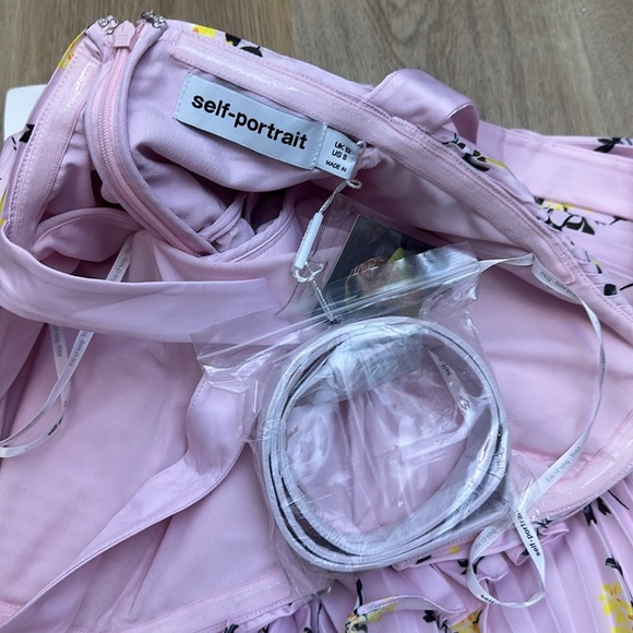 NWT Self Portrait Pink Floral Print Tiered Midi Dress - Picture 9 of 13